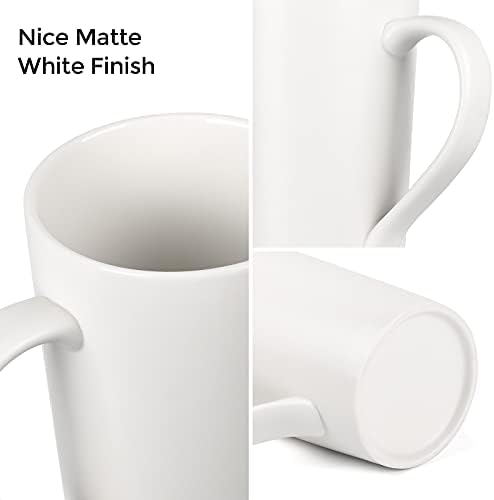 СПЕКТАКЪЛЪТ чаши за Кафе с 20 грама, Комплект от 2 Прости бели и черни Големи керамични чаши за чай с мляко с дръжка