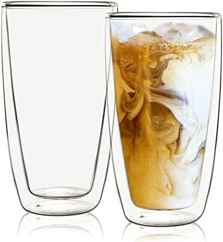 Стъклени Чаши UpNew Style, 6 Унции, Чаши за Кафе от стъкло с Двойни Стени, Комплект чаши за турско кафе от 2