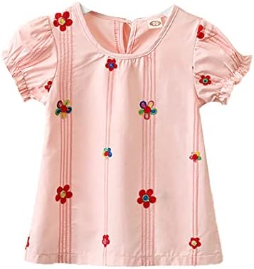 Блузи с Къси, Буйни, с дълъг ръкав За малки Момичета, Лятна Тениска с Цветен Модел За Деца 2-6 Години