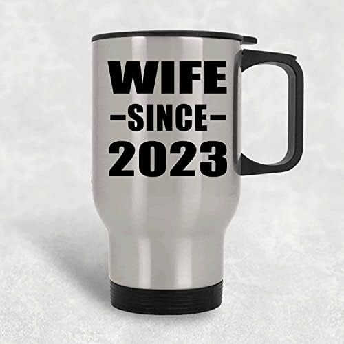 Designsify Wife С 2023 г., Сребърна Пътна Чаша 14 грама, на Изолиран Чаша от Неръждаема Стомана, Подаръци за Рожден Ден, Годишнина, Коледа, Деня на Бащи и Майки