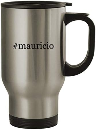 Подарък дрънкулки mauricio - Пътна Кафеена Чаша с Хэштегом от Неръждаема Стомана с тегло 14 грама, Сребрист