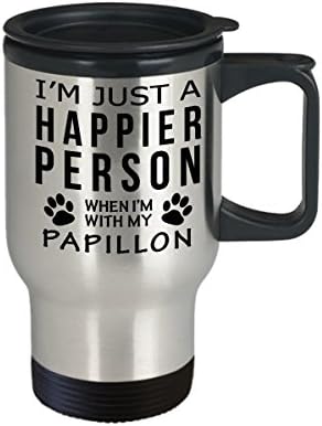 Кафеена Чаша За Любителите на кучета В Пътуване - Щастлив Човек С Папийоном - Подаръци За спасението на Собствениците на Домашни Любимци