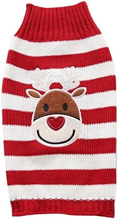 Сладък Коледен Пуловер с Елени в Червената Лента за Малки Кучета и Котки, Зимата Топъл Пуловер, Риза в Училище Стил,