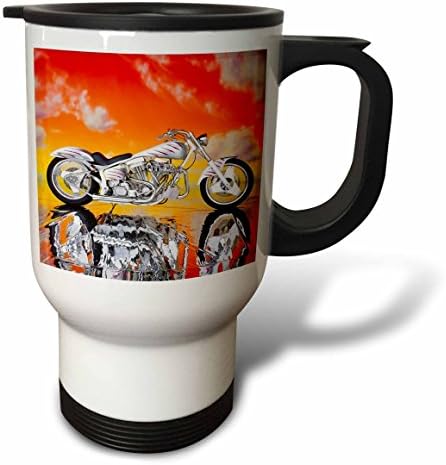 Пътна чаша 3dRose С участието на мотоциклет Harley-Davidson®, Бяла