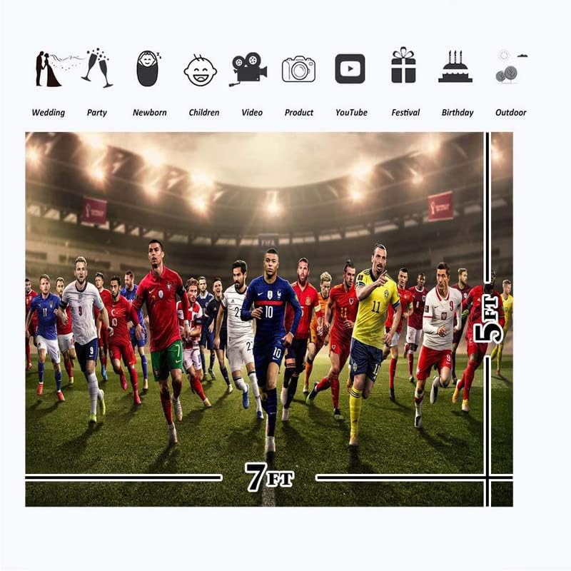 Фон Футболисти на световното Първенство 7x5ft Happy Birthday 2022 Банер на световното Първенство по футбол в Катар за Мъже, Момчета, за Парти по Случай Рожден Ден, Винил Плакат