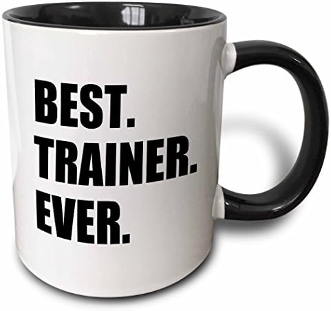 Керамична Чаша 3dRose най-Добрият Треньор в света, Забавен подарък За тренировка, Оценка на работата, Черна Текстова два цвята Чаша, 1 брой (опаковка по 1 парче)