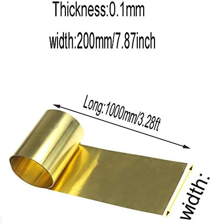 GOONSD Латунная Метална Тонколистовая лента Фолио Тампон 200 mm/7,87 инча x 1000 mm/ 39,9 инча Металообработване, дебелина: 0.1 mm