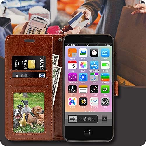 Чанта-портфейл Shantime iPhone 13 Pro Max 6,7, Магнитен Флип калъф Премиум-клас Изкуствена кожа с държач за карти и стойка за iPhone 13 Pro Max 6,7 Кафяв