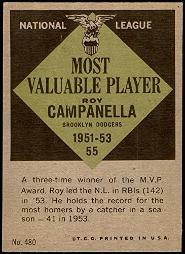 1961 Начело 480 Най-ценен играч на Лос Анджелис Доджърс Рой Кампанела (Бейзболна картичка), БИВШ играч на Доджърс