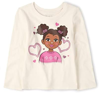 Тениска с графичен модел The Children ' s Place за малки момиченца с дълъг ръкав