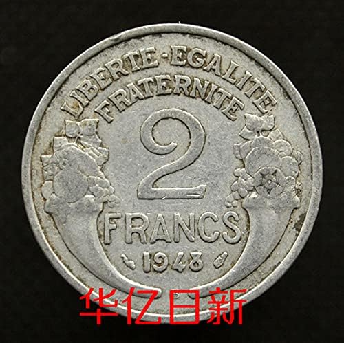 Френска монета 2 Франка Година на производство Случайна KM886A. Модел Дамски Главата Европейските Чуждестранни Монети