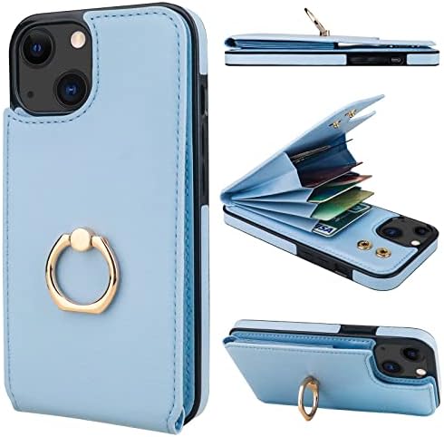 Folosu е Съвместим с калъф за iPhone 13 Чантата с държач за карти, Въртящи се на 360 ° стойка за пръстен на пръста