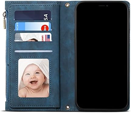 Защитен флип калъф за мобилен телефон, Калъф-джобен формат, Съвместим с Samsung Galaxy Note 20, Калъф с цип с отделение за карти с RFID заключване, Чантата на магнитен цип-джоб с