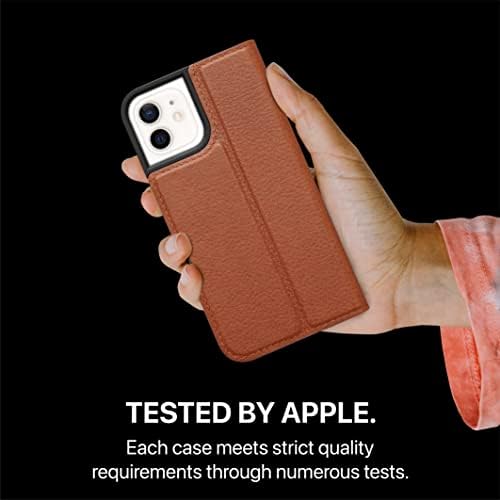 Чанта-портфейл с декодиране - iPhone 12 Mini - Тестван Apple - Калъф за мобилен телефон с държач за карти - флип-надолу капачка от европейската кожа - Съвместим с безжична заре?