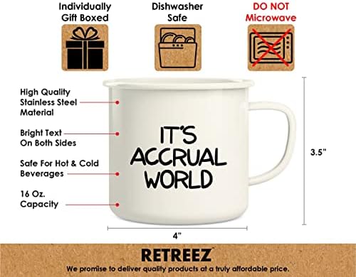 Retreez It ' s Accracal World Одитор-Счетоводител, Финанси 16 Унции Емайл От Неръждаема Стомана Метална Кафеена