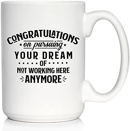 Поздравления за постижение на Кафе чаши на вашите Мечти - Забавен подарък за шеф или колега Сбогом - Голяма керамична чашата за кафе с обем от 15 грама