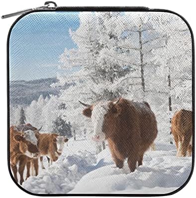 Кожена Ковчег за бижута Kigai, Преносим Мини Чанта За Съхранение на бижута в Високопланинско ферма на Крави, за