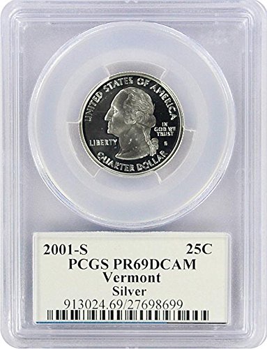 2001 Сребро проба щата Върмонт, една Четвърт от PR-69 бр.