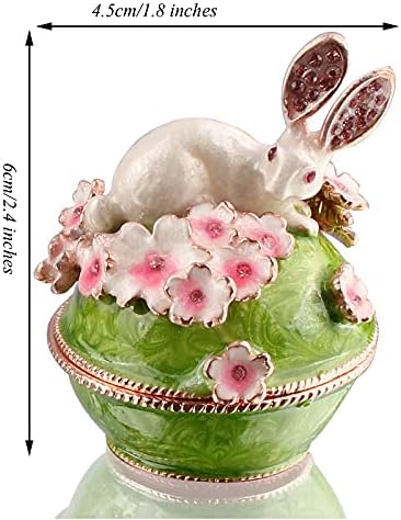Ковчег със Заек Xinkulas на Цветя Безделушке, Декоративна Фигурка на Животно, Калъф за памет (Зелен)
