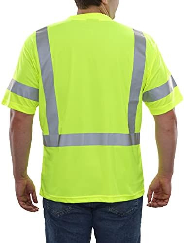 Светоотражающая облекло Hi Vis Риза с къс ръкав и защитен джоб - Отговаря на ANSI клас 3, Светоотражающее покритие 360 °