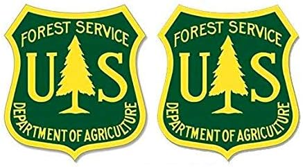 2 опаковане на Зелено-жълта етикети на горската служба на САЩ (винил Министерството на селското стопанство и горското стопанство (3 инча) Официално лицензиран!