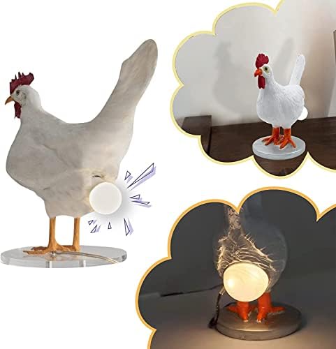Лампа за кокоши яйца, Реалистична Лампа за кокошите яйца от смола, Настолна лампа във формата на животно, Лампа за Великденски яйца с осветяване, 3D led нощни лампи, Ко?
