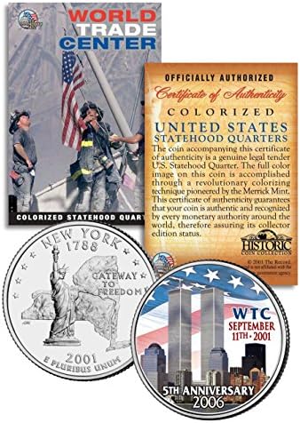 СВЕТОВНИЯТ ТЪРГОВСКИ ЦЕНТЪР на 5-та Годишнина от 9/11 Тримесечие на щата Ню Йорк Монета на САЩ WTC