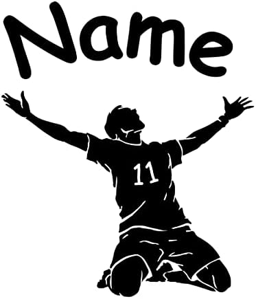 Стикер за стена с потребителски име за момчетата и дизайн футболна топка - Потребителското си име и Радостно Футболист, който Пада на колене, Спортни Етикети към Ст?