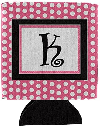 Буквата К Първоначалната Монограм - Розов Черен Грах Изолатор За Буркани или Бутилки С напитки Шушу