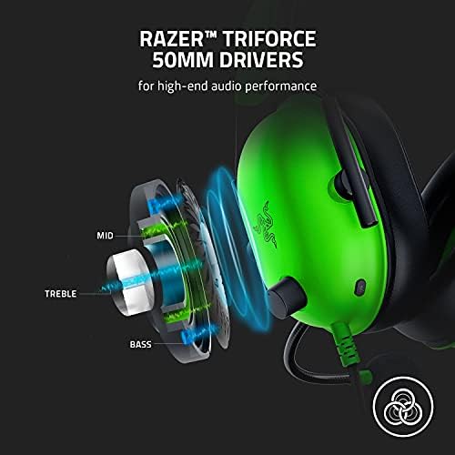 Детска слушалки Razer BlackShark V2 X: Съраунд звук 7.1 - Драйвери 50 мм - Възглавници от пяна с памет ефект - за
