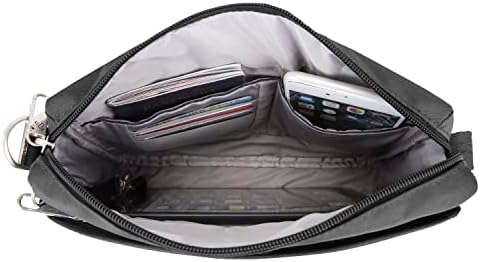 Малка чанта през рамо Travelon клас Изток/Запад със защита от кражба, Черна, 10,5 x 8 x 2,5
