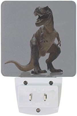 Naanle Комплект от 2 Динозаври Животни На Бял Фон Автоматичен Сензор LED От Здрач до Зори лека нощ Сменяем в Помещението