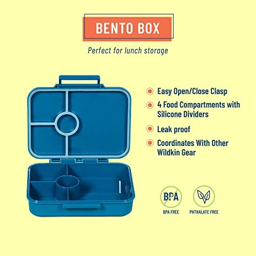 Чанта за обяд Wildkin Kids и комплект Bento Box с Винил мат за власинките (динозаврите джурасик парк)