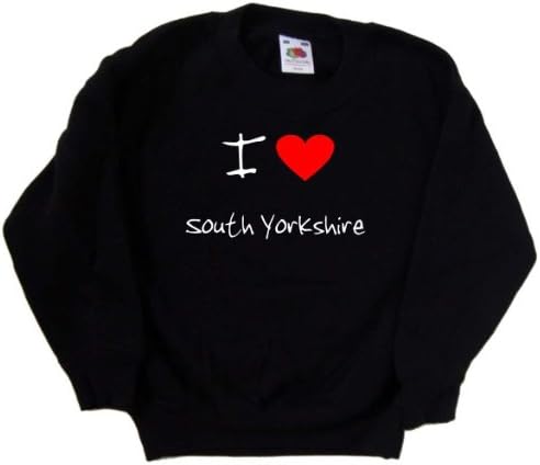 Черна детска Hoody I Love Heart South Yorkshire
