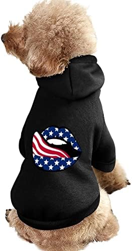 Американски Флаг Устните Дрехи за Кучета Зимни Блузи за Домашни Любимци Меки и Топли Блузи за Малки до Средни Кучета