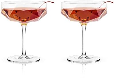Комплект чаши за вино Инкрустирани-купе Viski от 2 чаши за шампанско, Мартини, Вина, Кристални Чаши за коктейл бар,