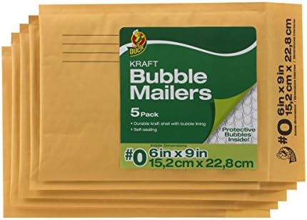 Пощенски пликове Duck Марка Kraft Bubble, 0-6 x 9 инча, 5 опаковки (284691), кафяви