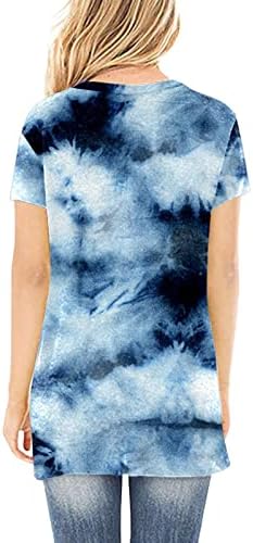 Есенно-Лятна Тениска за Момичета с Къс Ръкав 2023, Модни Памучен Тениска с V-образно деколте и Графичен Дизайн Свободно Намаляване Топ с равен брой гласове-Боя за Жени