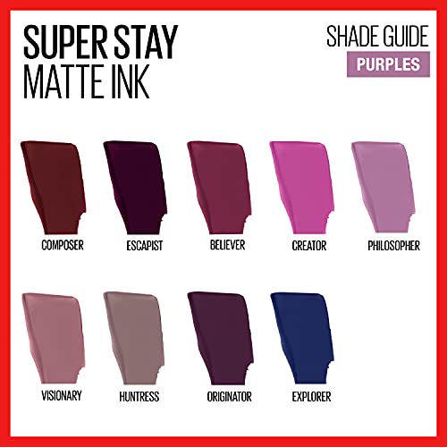 Течна Червило на Maybelline Super Stay Matte Ink За грим, Стабилен, Удароустойчив цвят, До 16 часа носене, Composer,