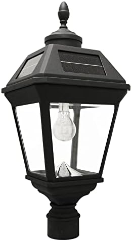 Лампа за слънчева батерия Gama Sonic Imperial Bulb за външно осветление, черно Алуминий, 3-инчов планина за лампи