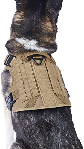 Тактическа шлейка за кучета с Метални катарами, Регулируема Жилетка MOLLE за военни и полицейски кучета с дръжка